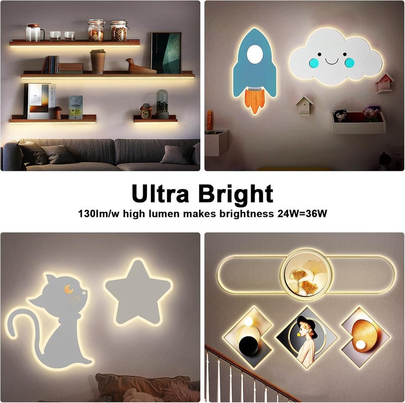 Tatazone White COB Led Strip Lights Max with RF Remote, 16.4ft 3000K Dimmable Ultra Bright Warm White COB Light Strip, Adhesive Indoor COB Led Lights for Living Room, Shelf, Cabinet - Image 2